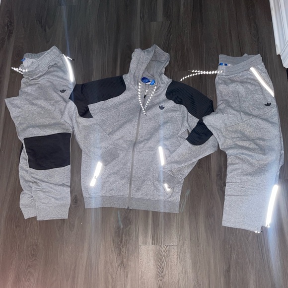 Men’s Vintage Adidas Original 2012 full sweatsuit — Gray w/3M — Size L/XL - Picture 2 of 7